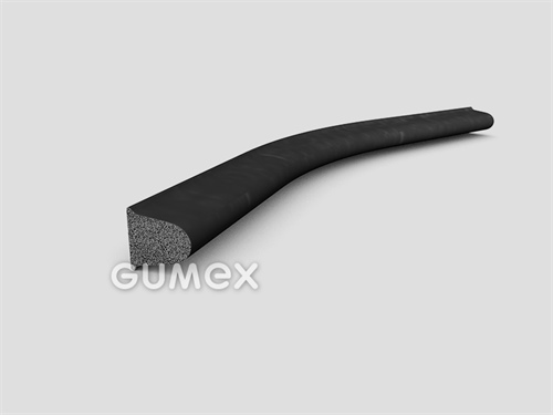 Mikroporézní profil tvaru "D", 11,5x12/R3,75mm, 2-proud, hustota 500kg/m3, EPDM, -30°C/+80°C, černý